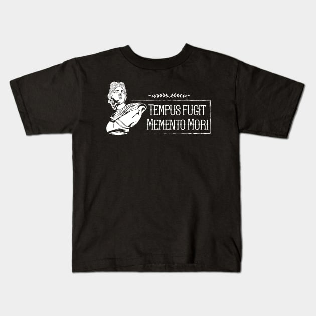 Latin saying - Tempus Fugit Memento Mori Kids T-Shirt by Modern Medieval Design
